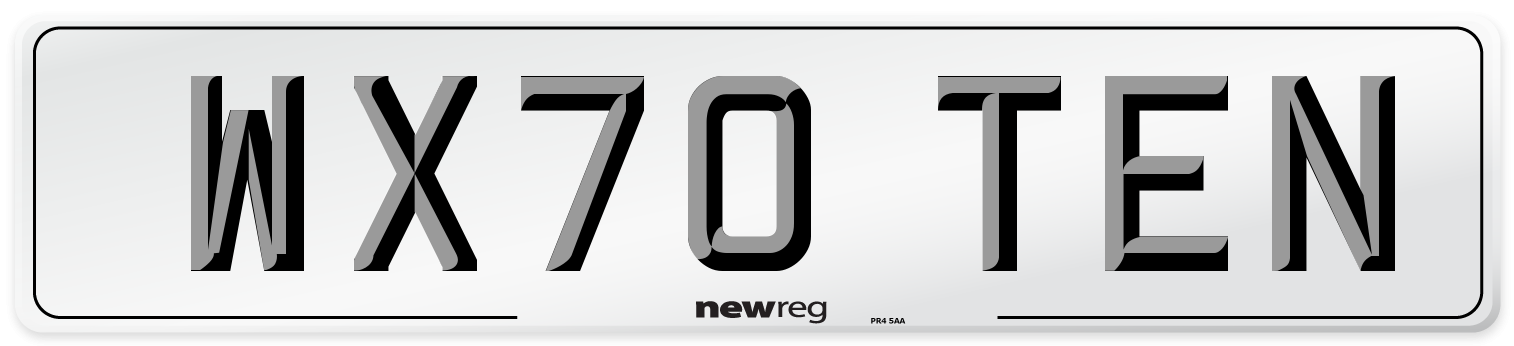 WX70 TEN Number Plate from New Reg